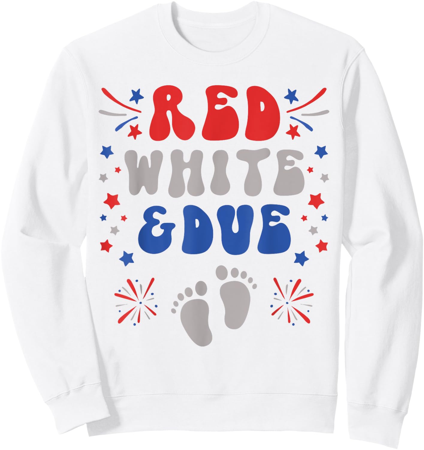 Red White and Due 4th of July Pregnancy Dress Baby Reveal Men Sweatshirt - Sweatshirt | White