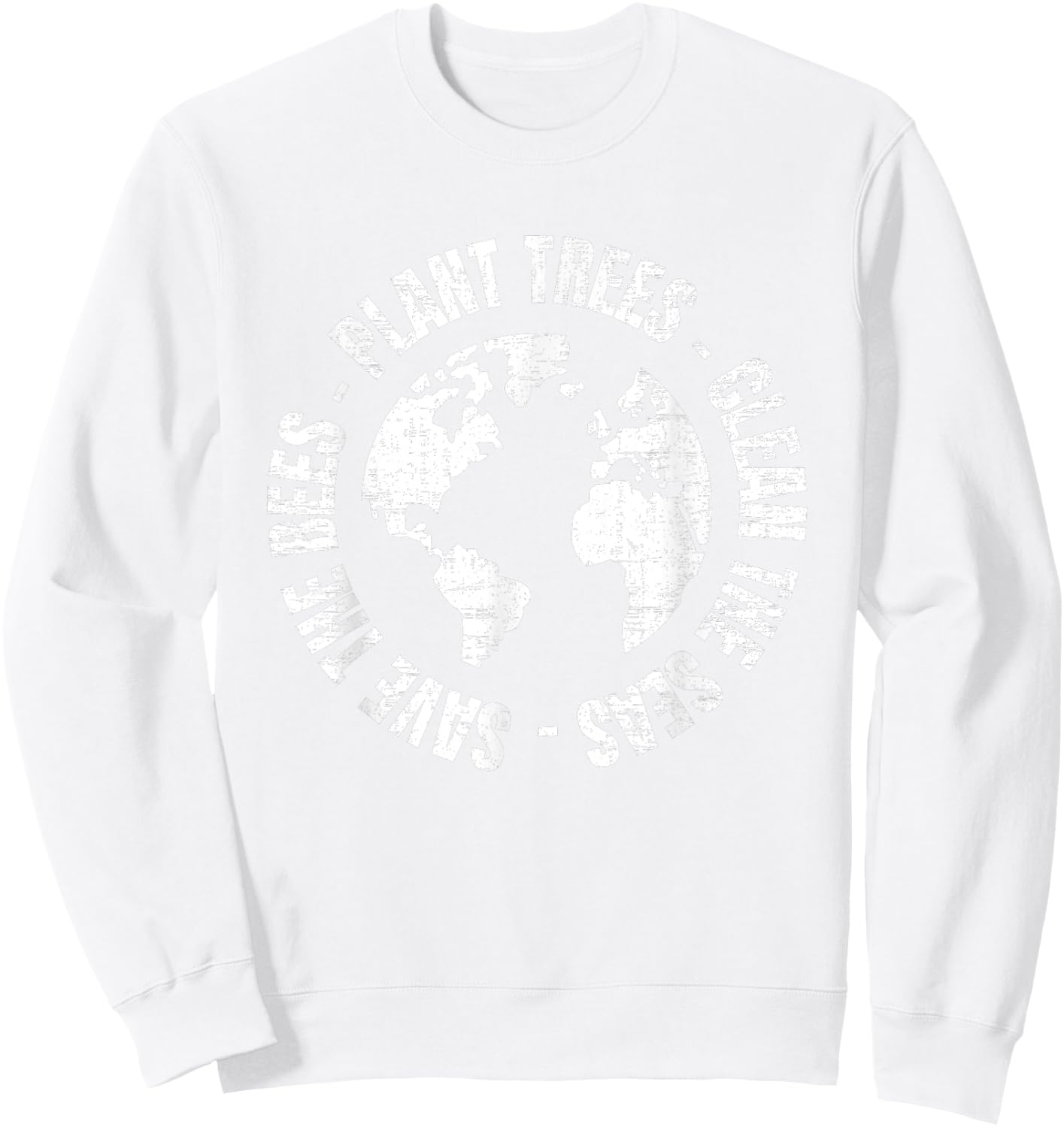 Earth Day Save Bees Plant Trees Clean Seas Environmentalist Sweatshirt - Sweatshirt | White