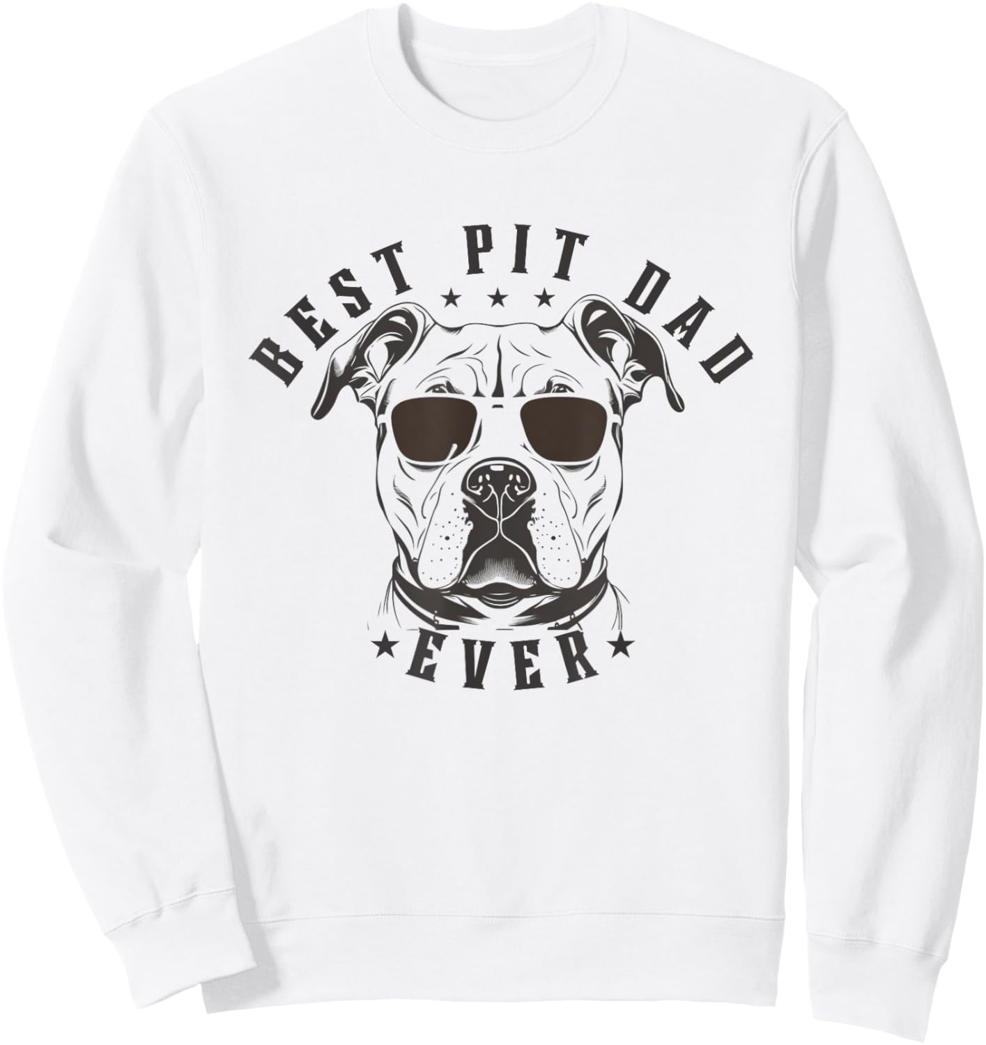Men's Best Pitbull Dad Ever with Graphic Pitbull Face Sweatshirt - Sweatshirt | White