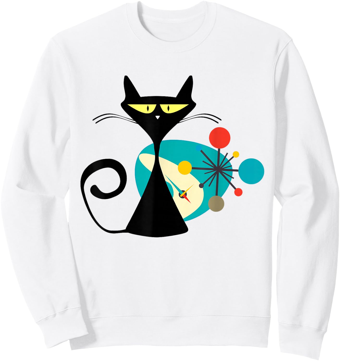 Midcentury Mid Century Cat Retro Atomic Age Space Modern Sweatshirt - Sweatshirt | White