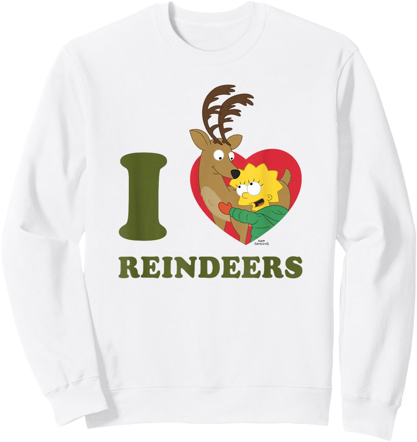 The Simpsons Christmas Maggie I Love Reindeers Sweatshirt - Sweatshirt | White