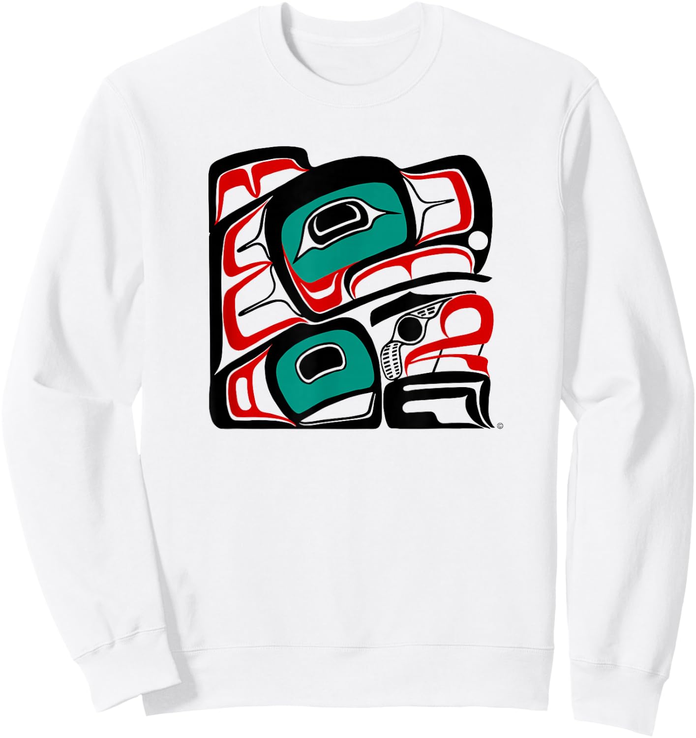 Eagle of NW Coast Native American Canadian Indian Style Sweatshirt - Sweatshirt | White