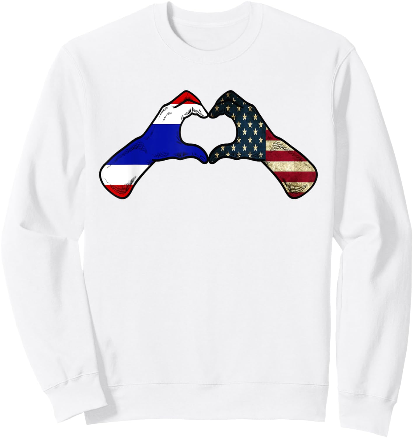 Thailand American USA Flag - USA Thai Heart Sweatshirt - Sweatshirt | White