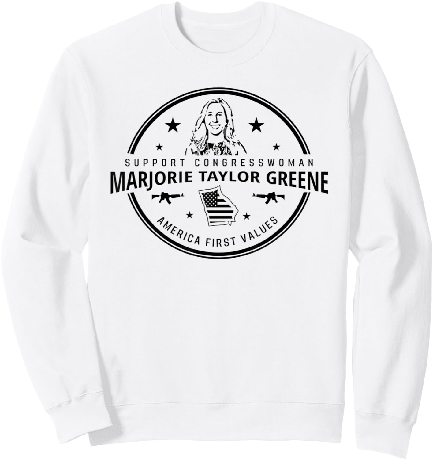 Support Marjorie Taylor Greene MTG America First Values Sweatshirt - Sweatshirt | White