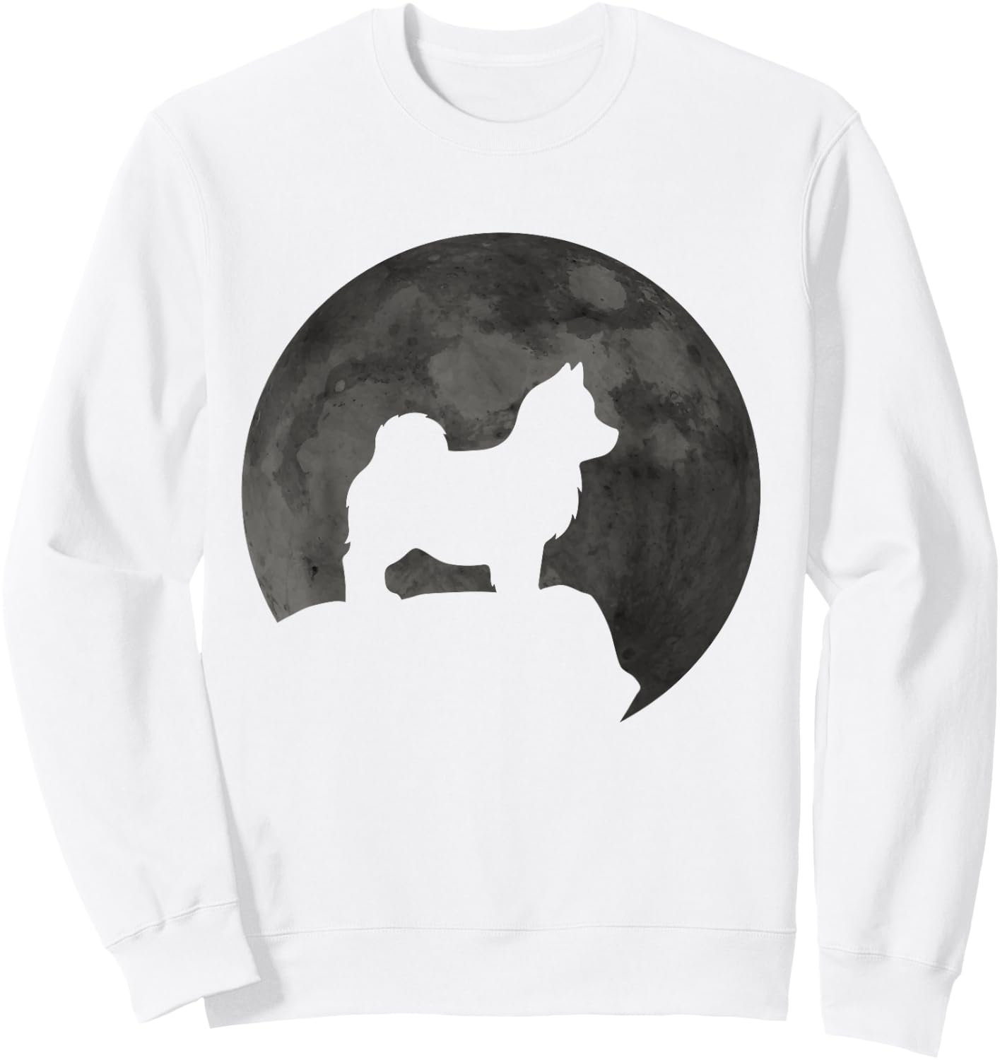 Moon And Dog Silhouette - Pomsky Sweatshirt - Sweatshirt | White