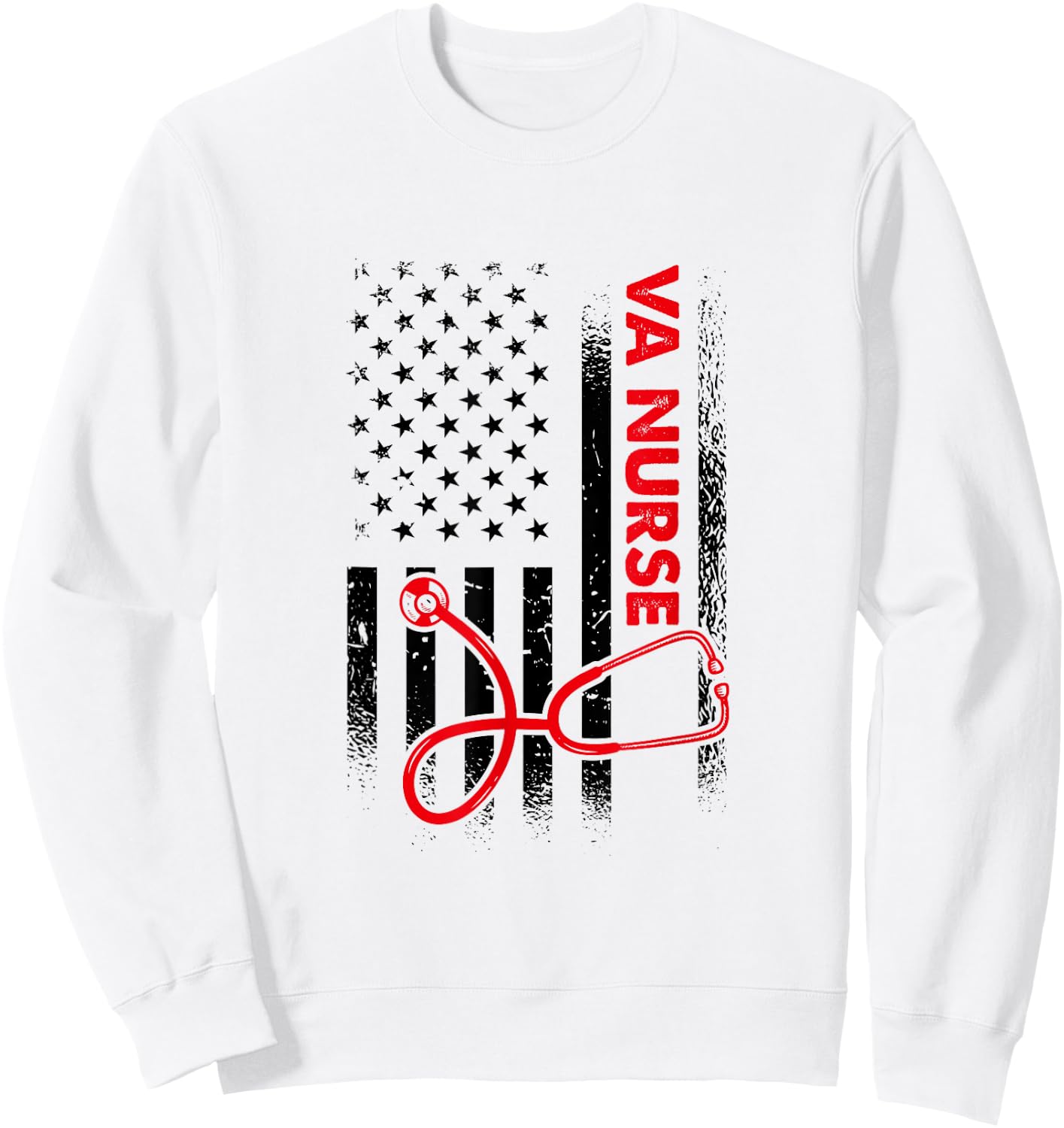 Proud American Military Nurse, VA Nursing Sweatshirt - Sweatshirt | White