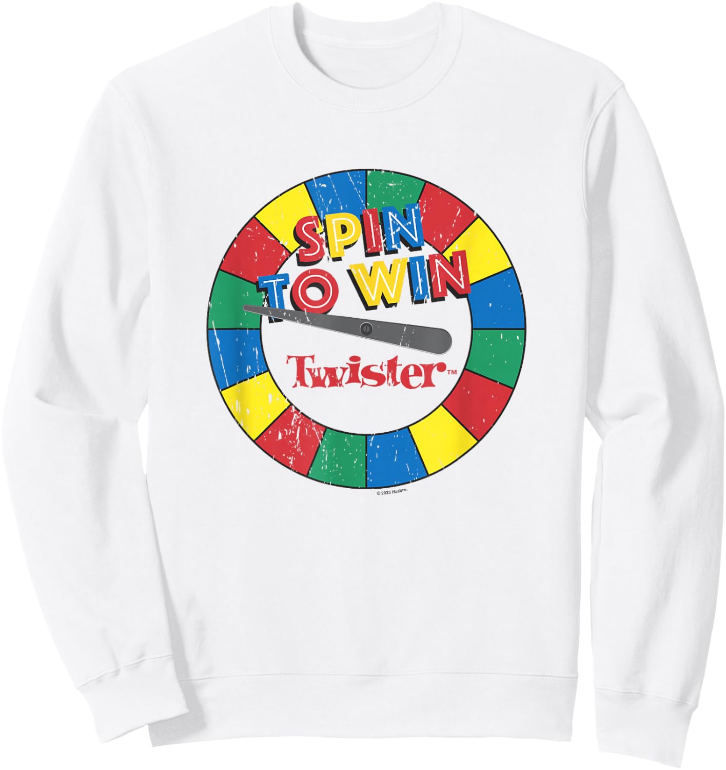 Twister Vintage Retro Distressed Spin To Win Game Logo Sweatshirt - Sweatshirt | White