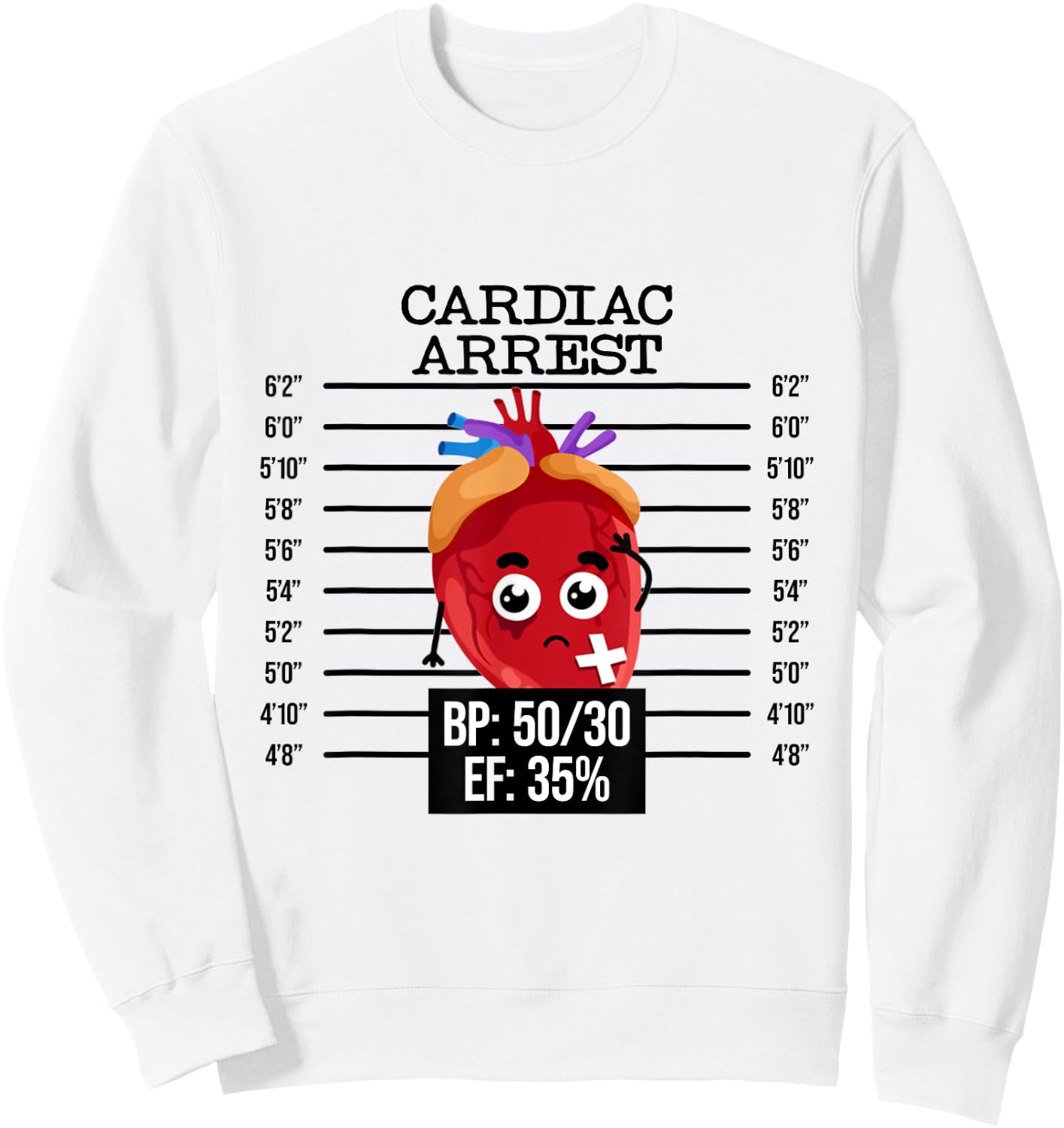 Funny Cardiology Badge Reel, Cardiac Arrest EKG Badge Holder Sweatshirt - Sweatshirt | White