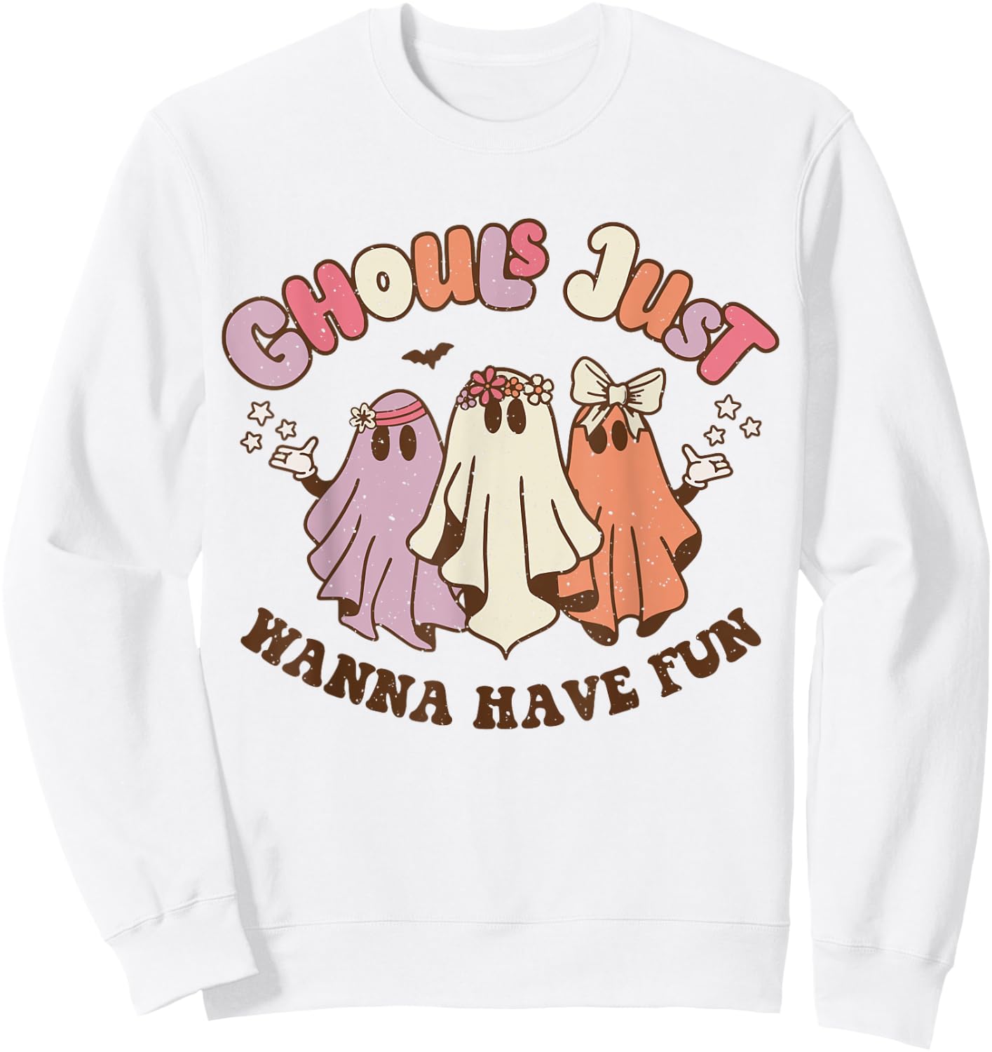 Ghouls Just Wanna Have Fun Retro Halloween Groovy Party Sweatshirt - Sweatshirt | White