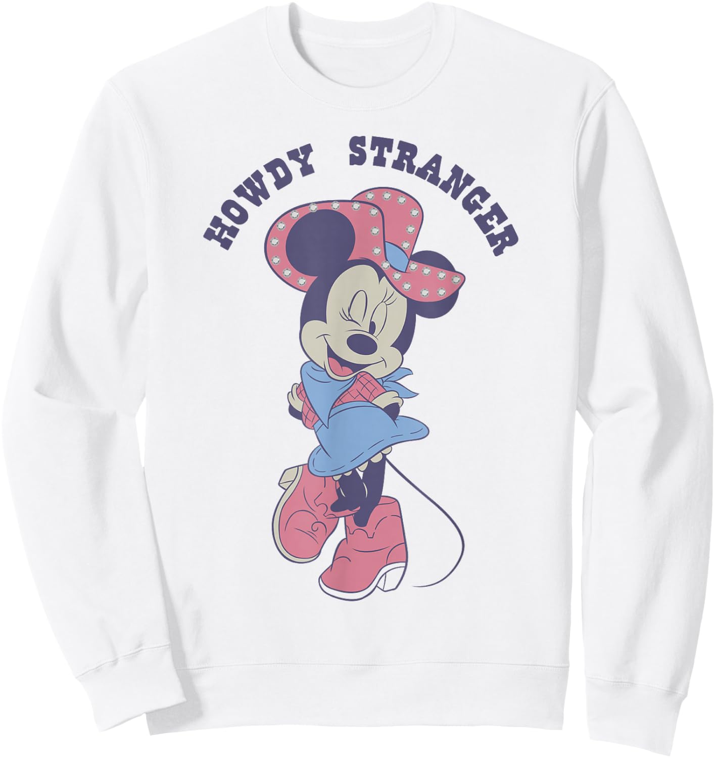 Disney Minnie Mouse Sassy Cowgirl Howdy Stranger Wink Logo Sweatshirt - Sweatshirt | White