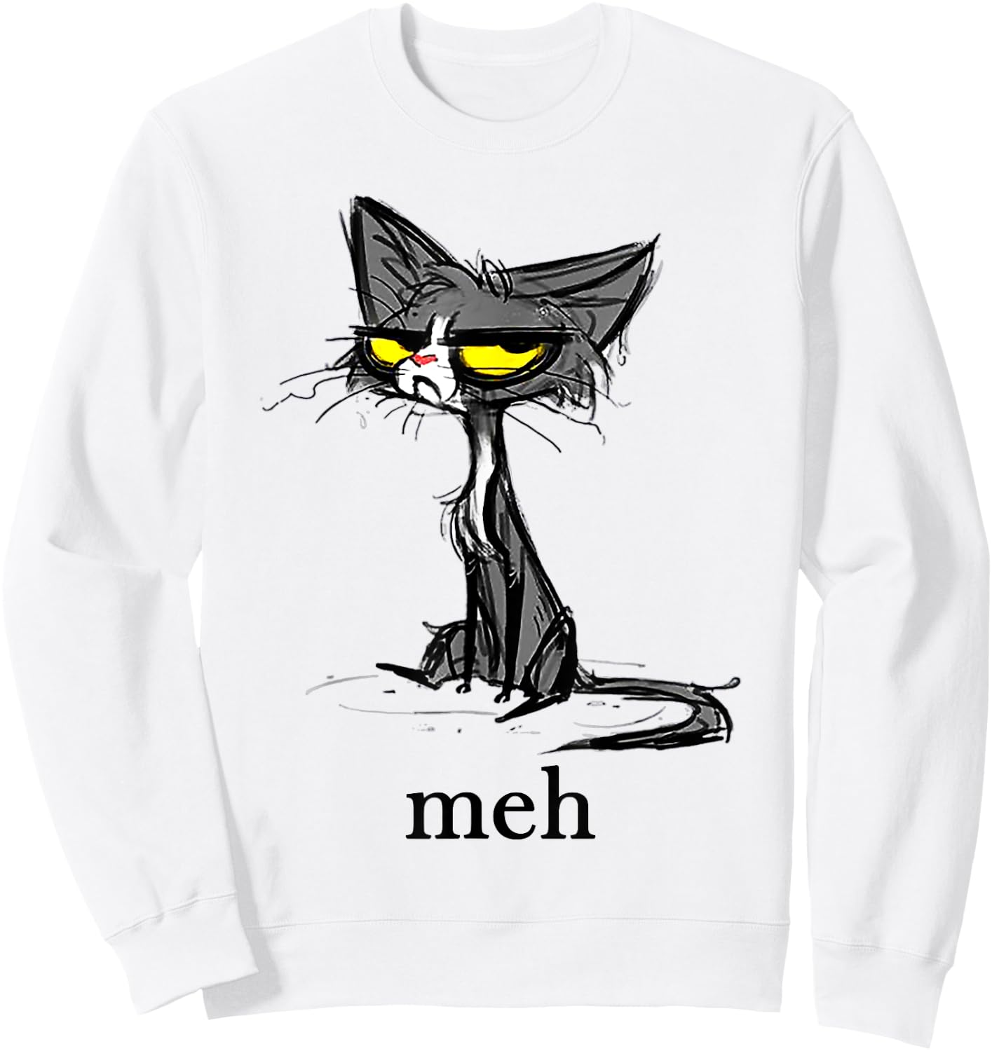 Funny Meh Cat Gift Cat Lovers Idea Men Women Girls Kids Sweatshirt - Sweatshirt | White