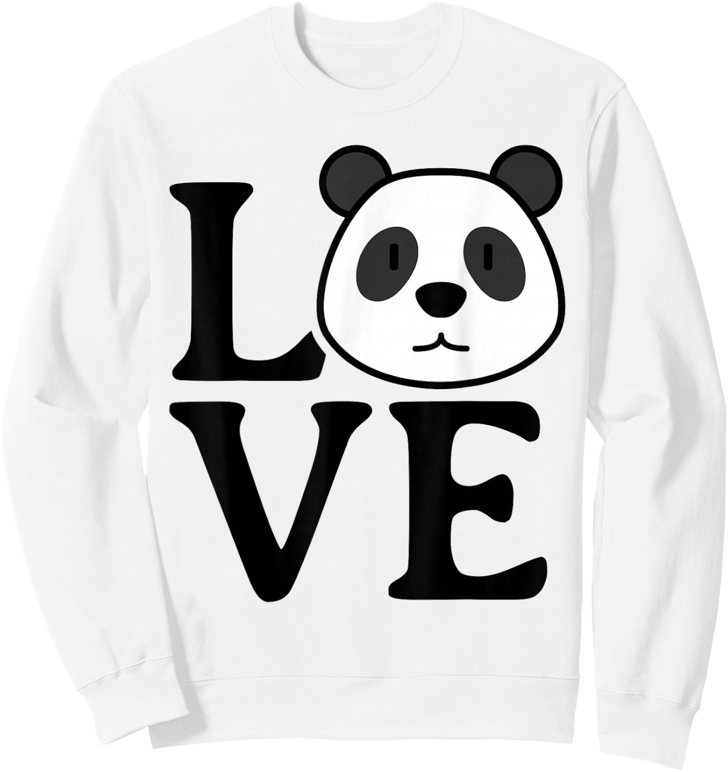 LOVE Panda Cute Funny Kawaii Minimalist Graphic Design Sweatshirt - Sweatshirt | White