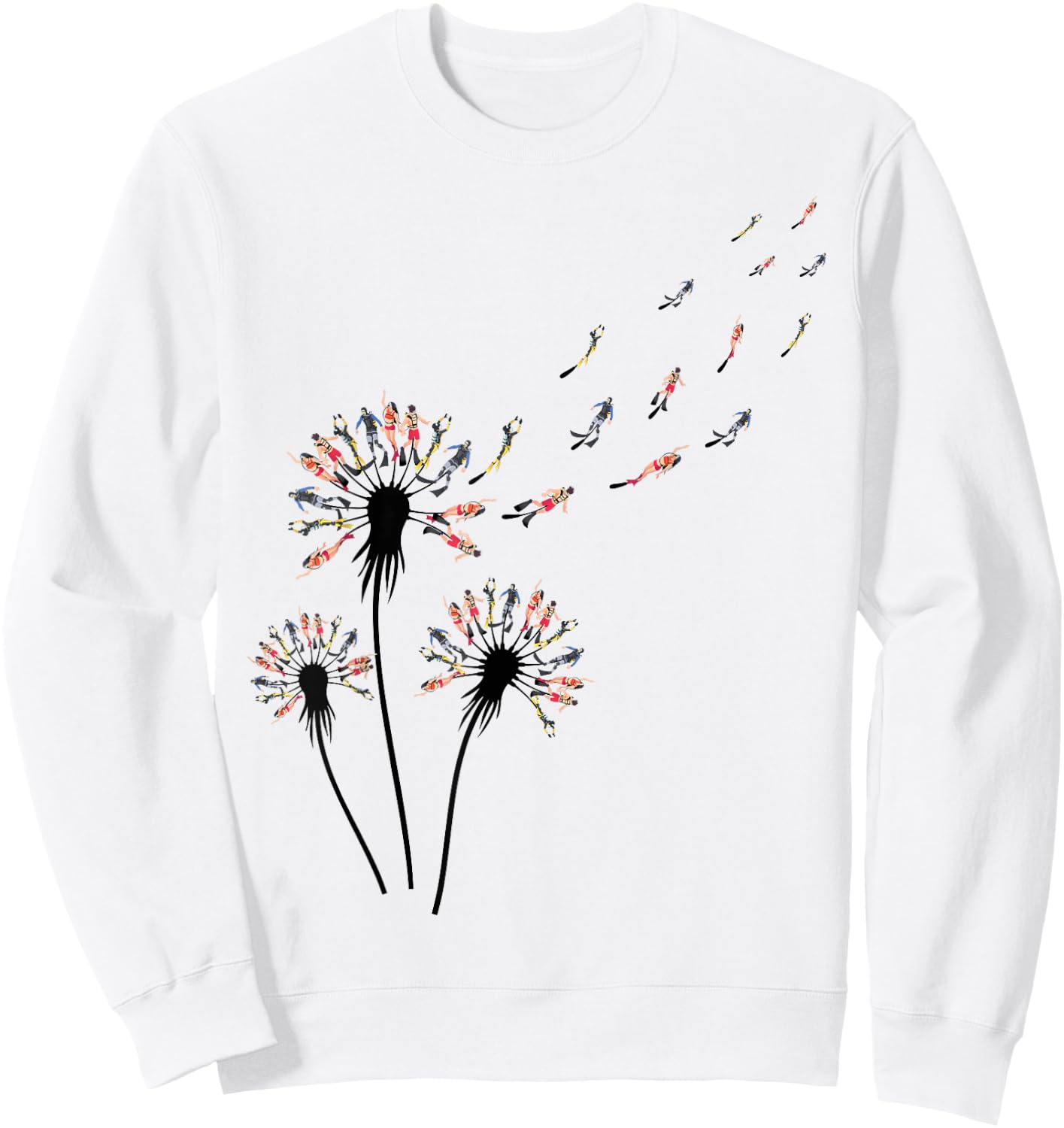 Dandelion Diving Shirt for Scuba Diver | Scuba Diving Sweatshirt - Sweatshirt | White