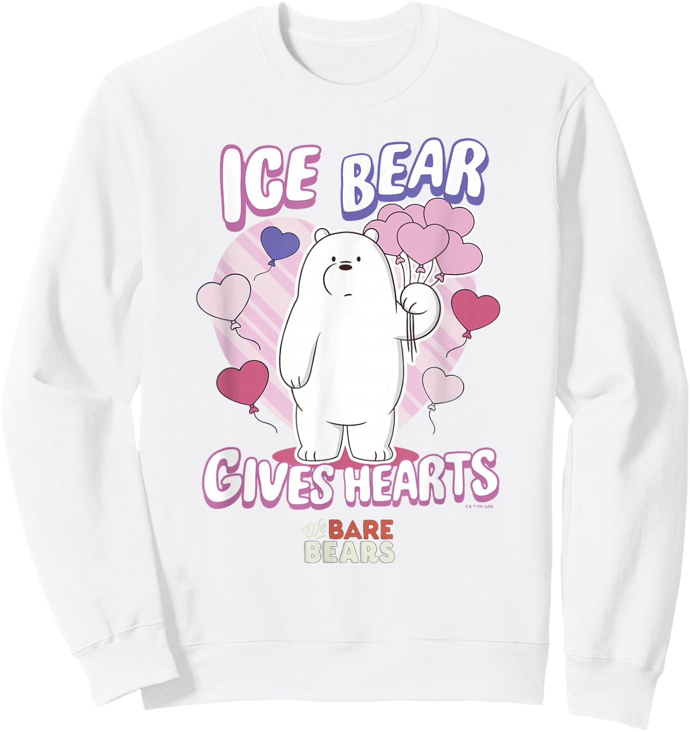 We Bare Bears Valentine's Day Ice Bear Hearts Sweatshirt - Sweatshirt | White