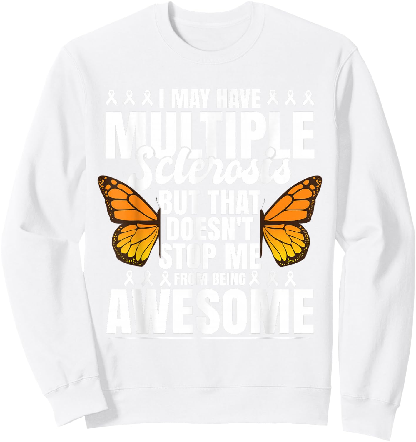 Multiple Sclerosis MS Butterfly Sweatshirt - Sweatshirt | White