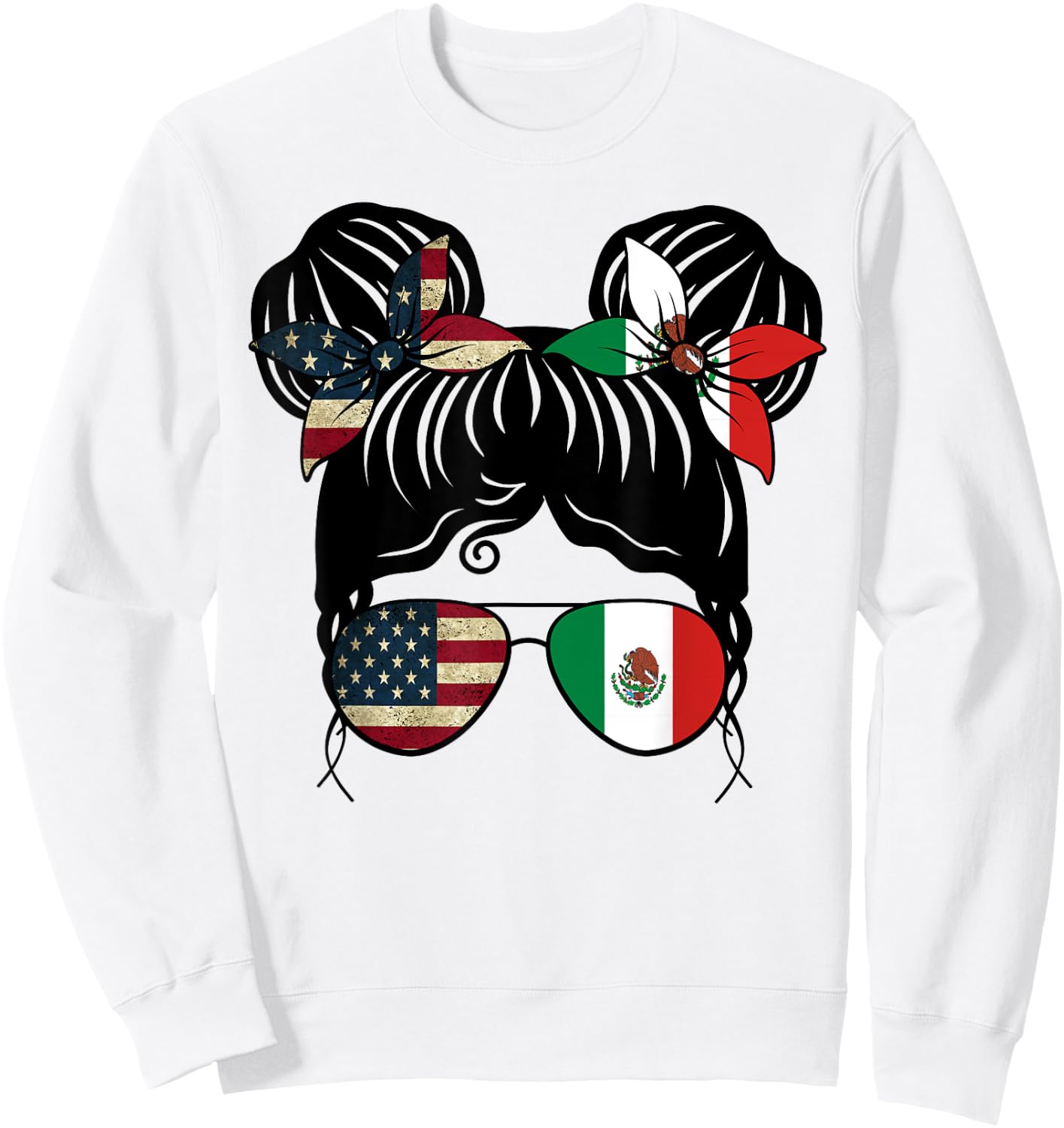 Half American Half Mexican Girl USA Mexico Flag Kids Sweatshirt - Sweatshirt | White