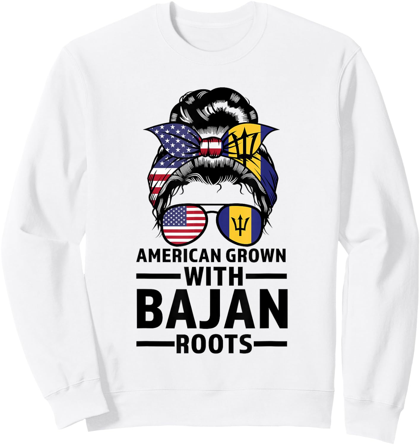 american grown with Bajan roots Bajan Sweatshirt - Sweatshirt | White