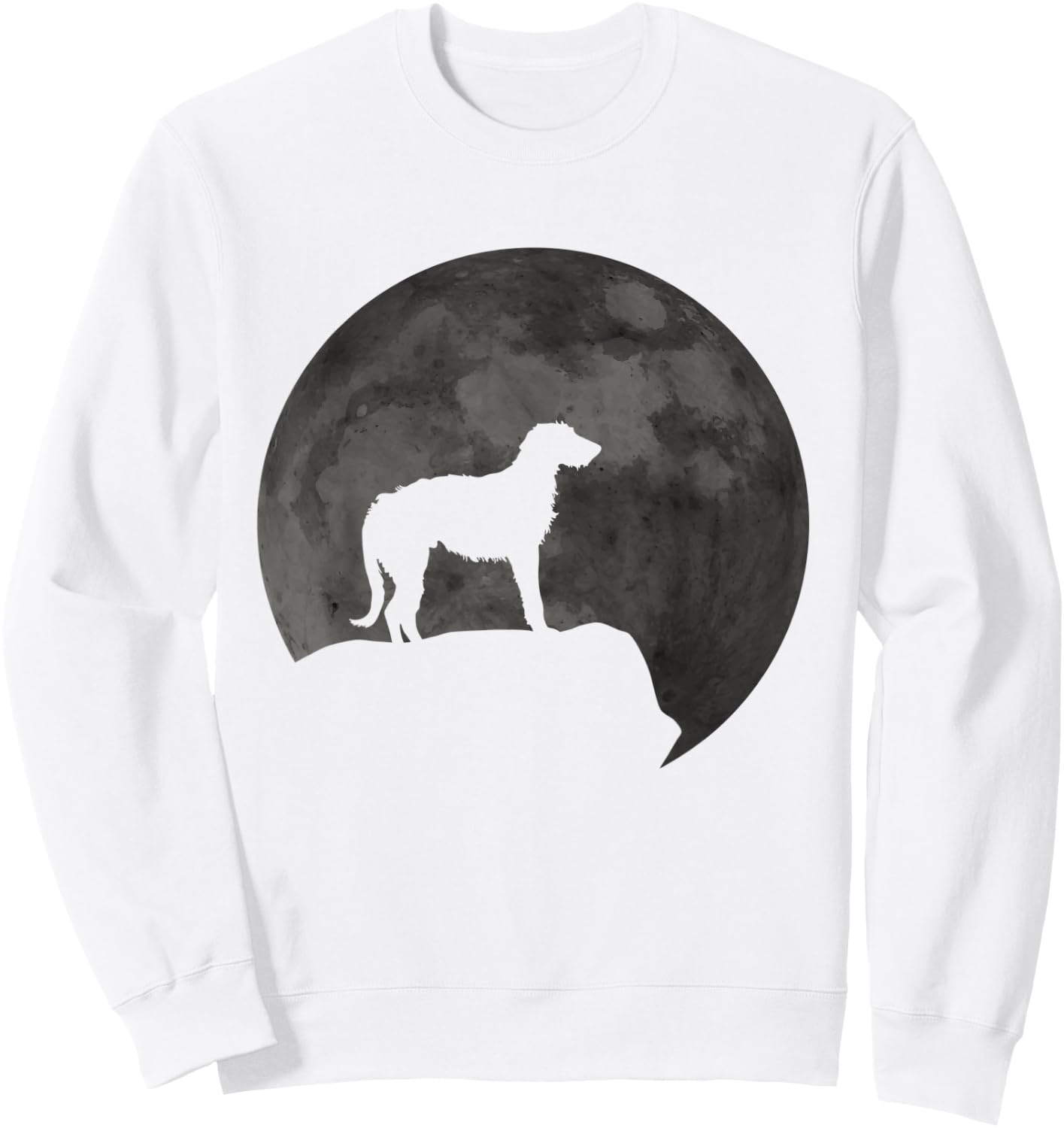 Moon And Dog Silhouette - Irish Wolfhound Sweatshirt - Sweatshirt | White