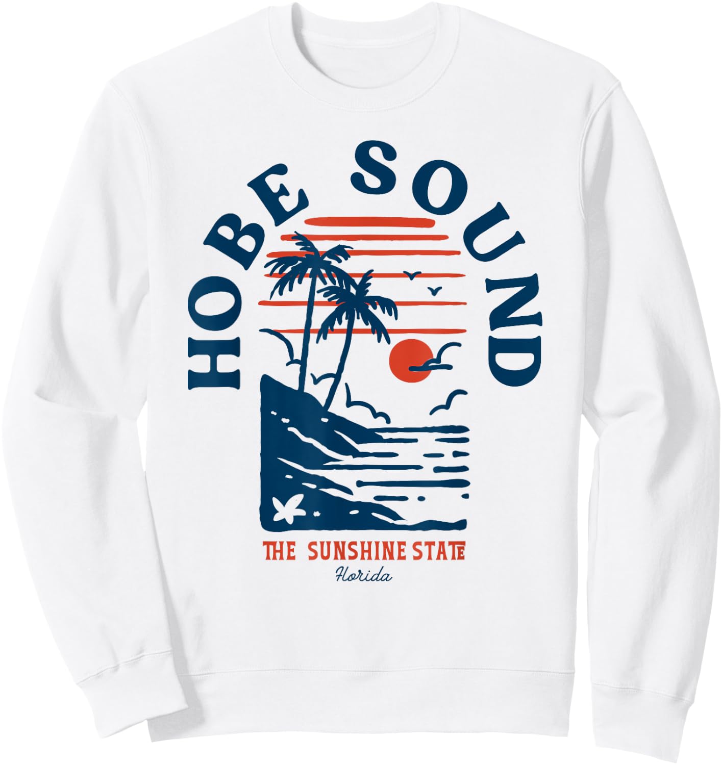 Hobe Sound Florida Retro Surfer Vintage Beach Men Women Sweatshirt - Sweatshirt | White