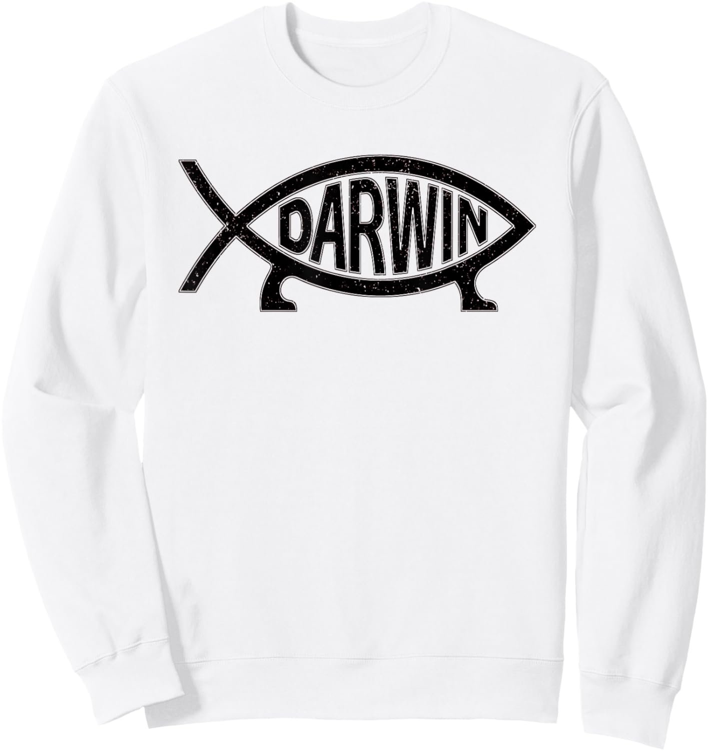 Darwin Ichthys Fish Symbol Fun Atheist Sweatshirt - Sweatshirt | White