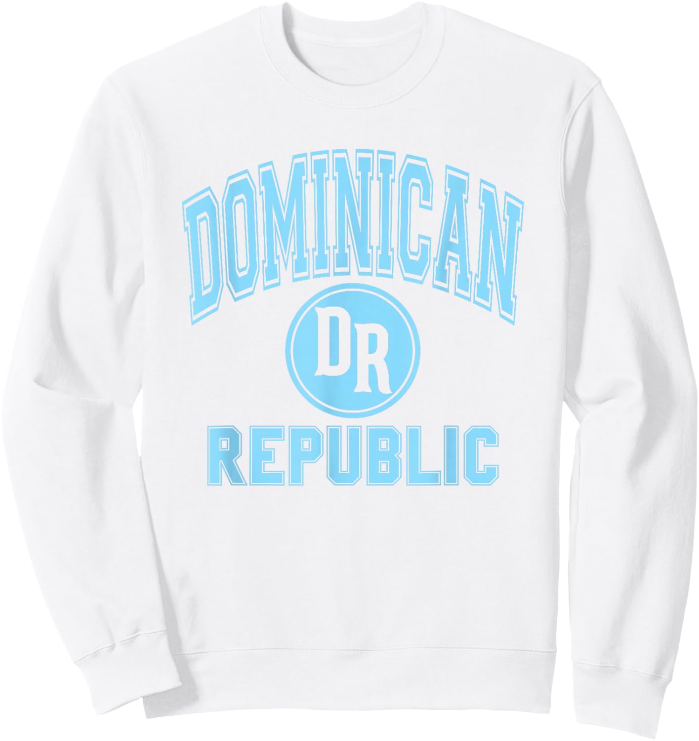 Dominican Republic DR Circle White with Light Blue Print Sweatshirt - Sweatshirt | White