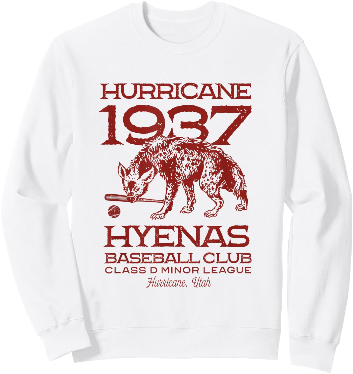 Hurricane Hyenas Minor League Retro Baseball Team Sweatshirt - Sweatshirt | White