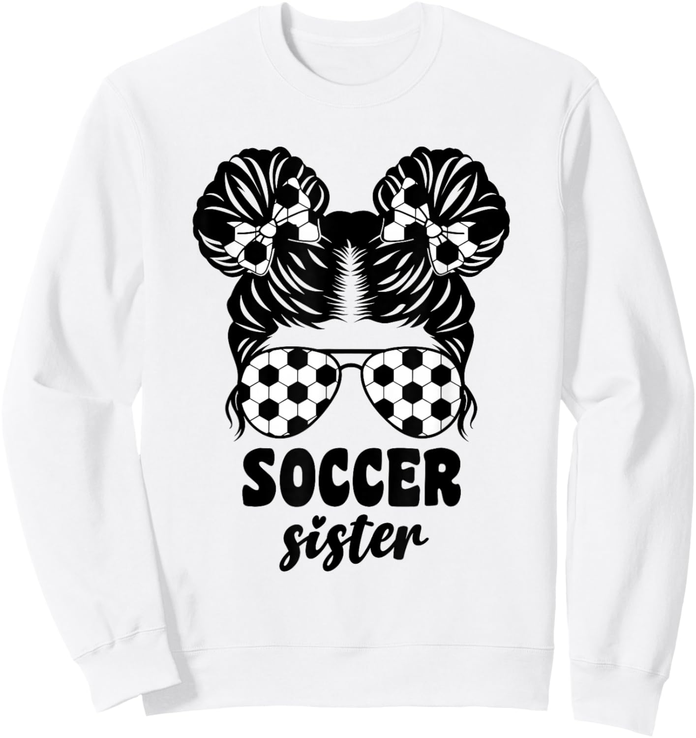 Proud Soccer Little Sister for Baby Girls Kids Messy Bun Fun Sweatshirt - Sweatshirt | White