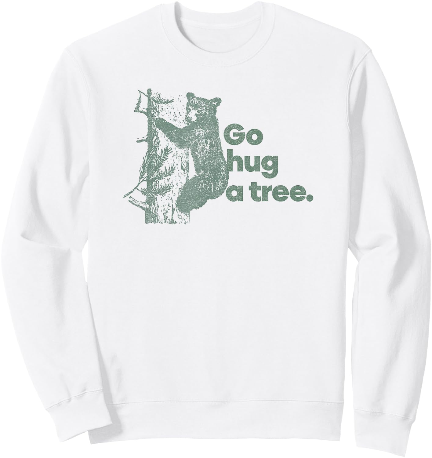 Trendy Go Hug A Tree Climbing Bear Cub Sweatshirt - Sweatshirt | White