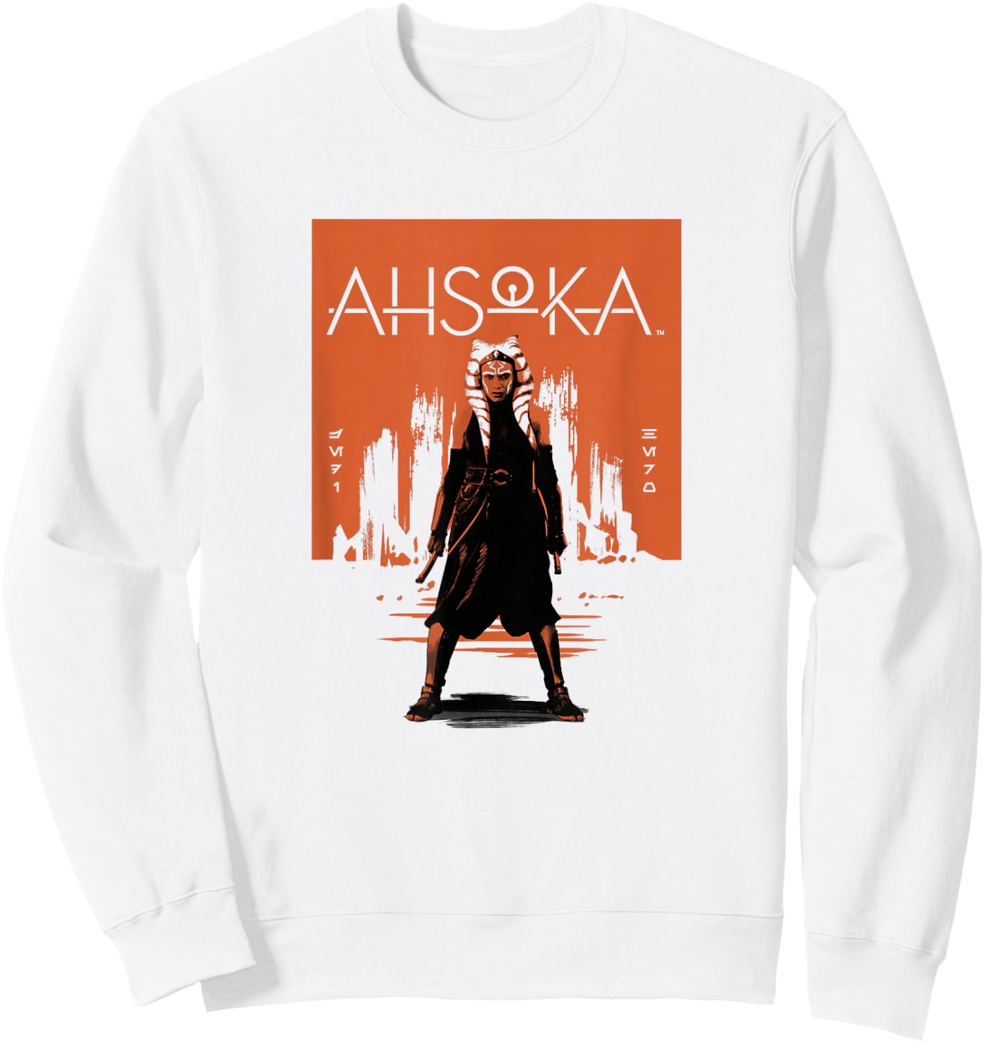 Star Wars: Ahsoka Full Body City Stencil Portrait Sweatshirt - Sweatshirt | White