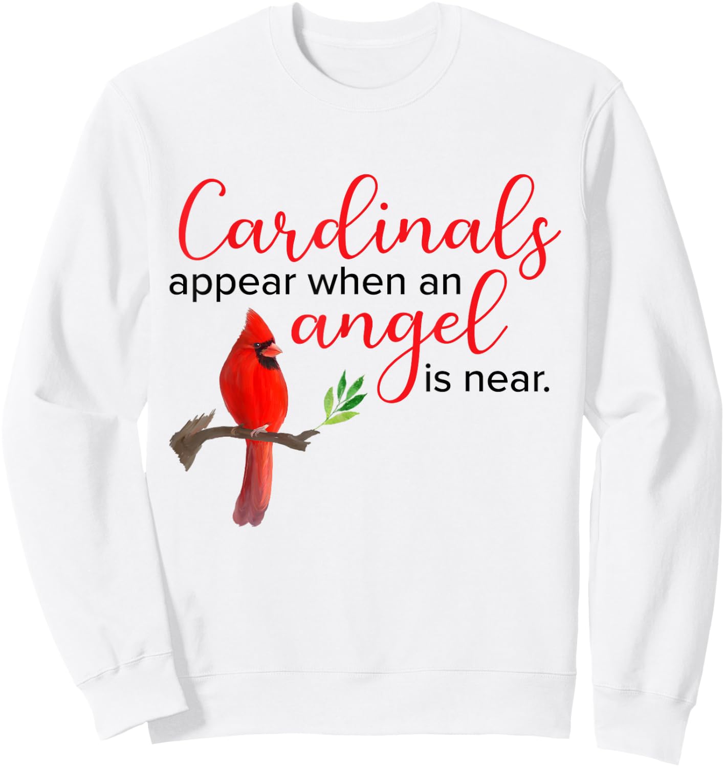 Red Cardinal Bird Angel Memorial Love Design Sweatshirt - Sweatshirt | White