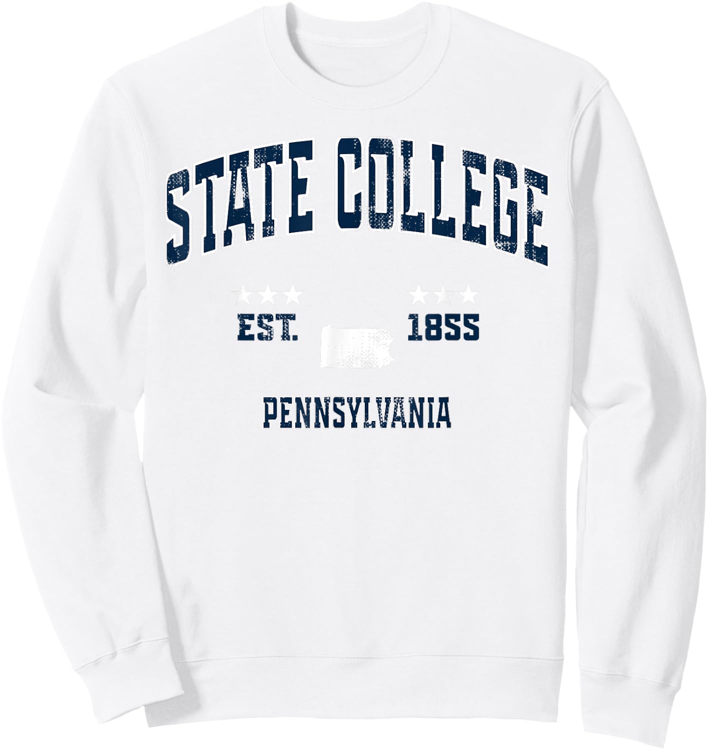 State College Pennsylvania PA Vintage Athletic Navy Sports Sweatshirt - Sweatshirt | White