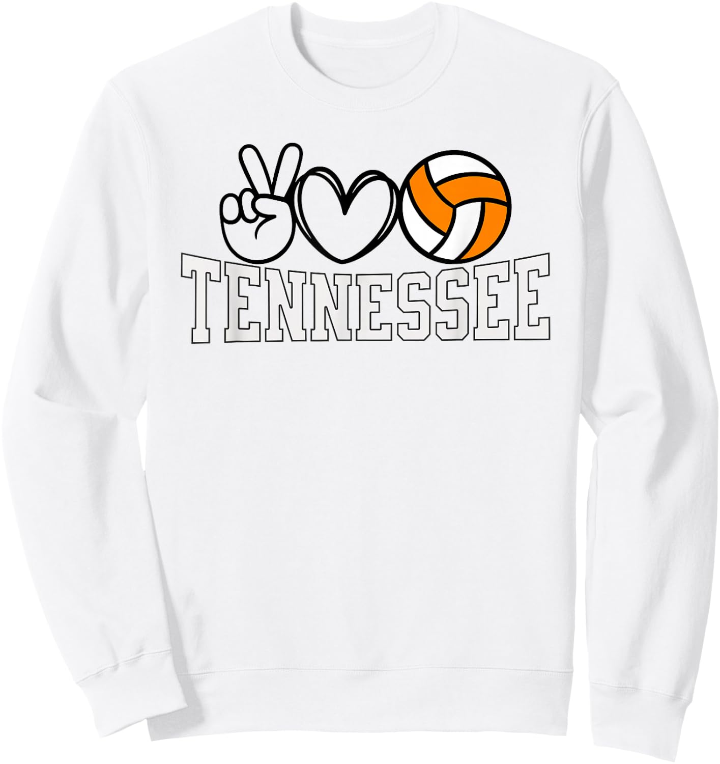 Tennessee Volunteer State Volleyball | Peace Love Volleyball Sweatshirt - Sweatshirt | White