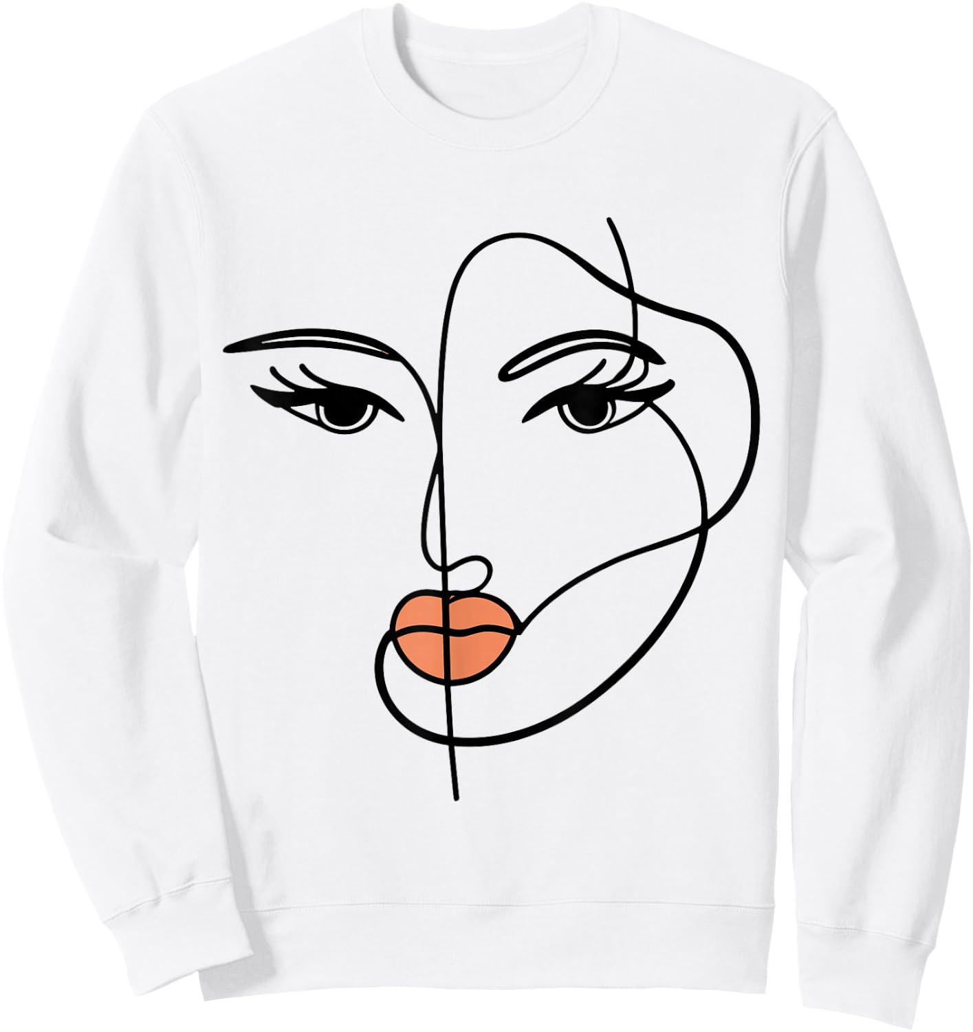 Line Art Girl Face Abstract Art Minimalist One Line Minimal Sweatshirt - Sweatshirt | White