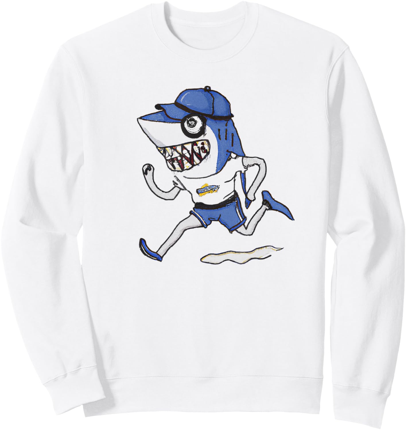 Funny running shark running runner Sweatshirt - Sweatshirt | White