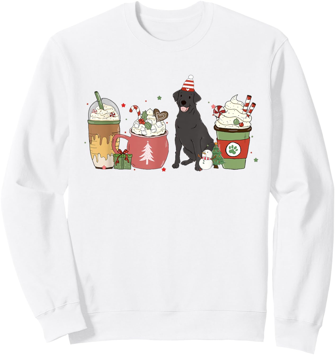 Black Lab Coffee Latte Winter Christmas Dog Mom Holiday Women Kids Sweatshirt - Sweatshirt | White