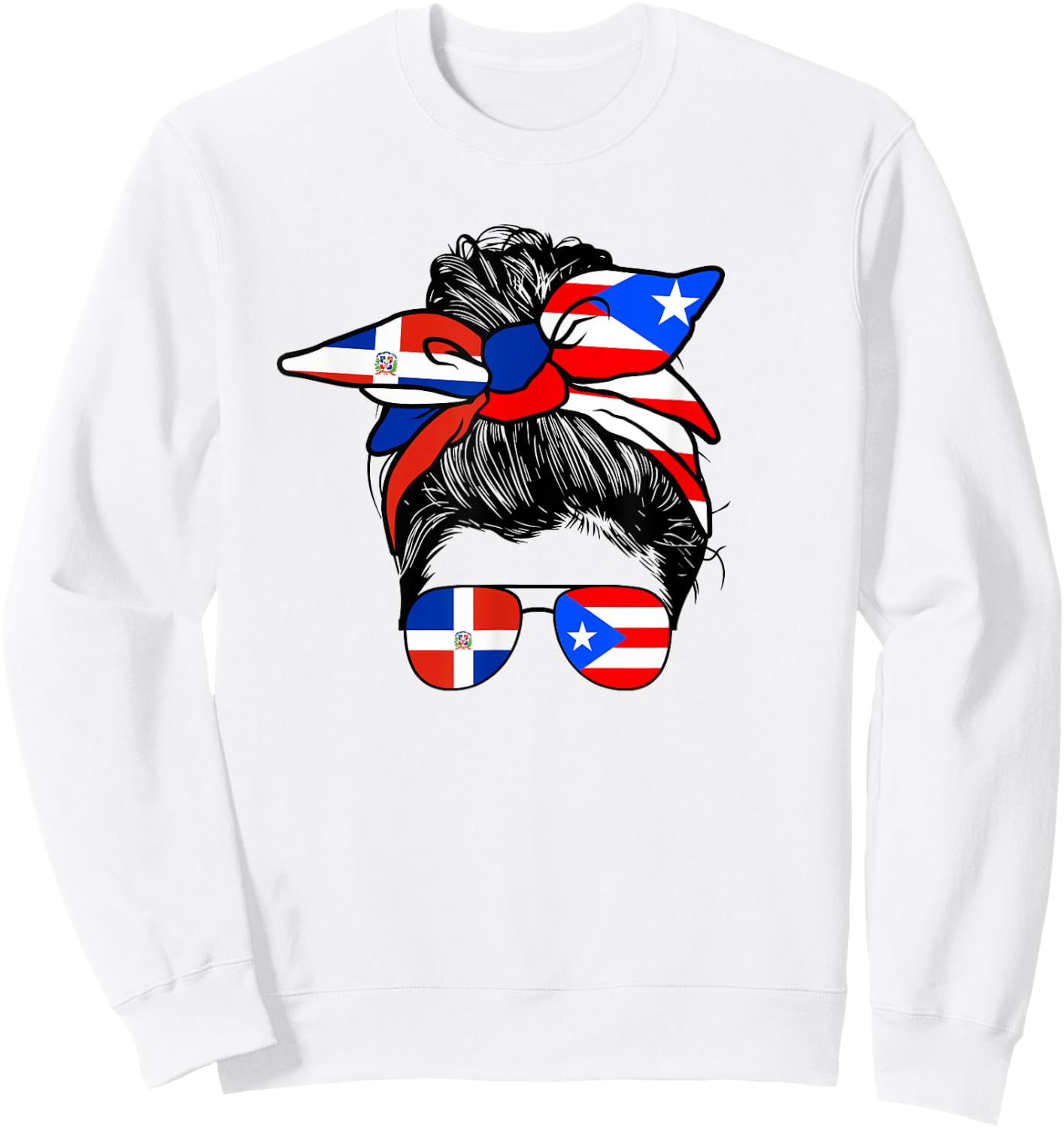 Half Dominican And Puerto Rican Rico Flag DominiRican Girl Sweatshirt - Sweatshirt | White