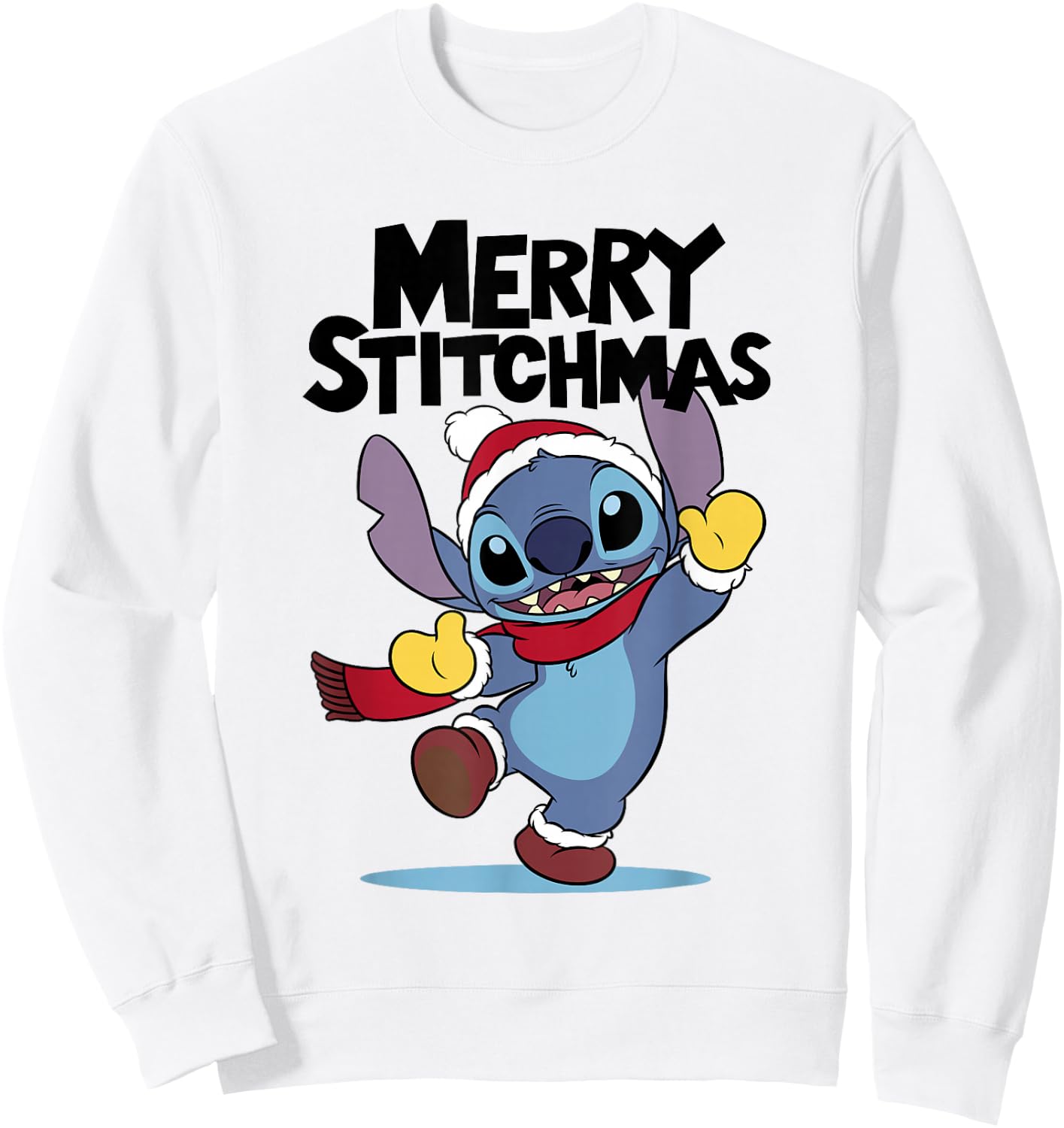 Disney Lilo & Stitch Christmas Merry Stitchmas Playful Shot Sweatshirt - Sweatshirt | White