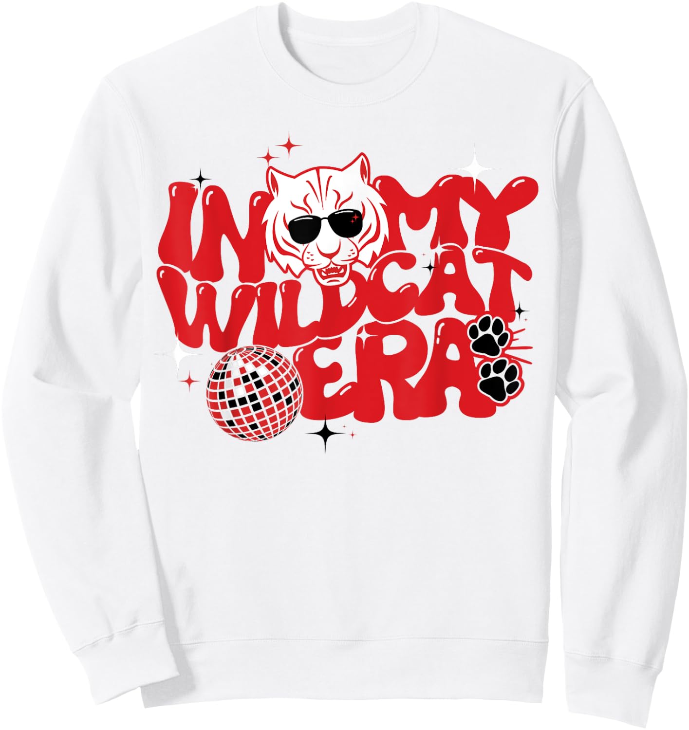 In My Wildcat Era Go Wildcats Groovy School Spirit Mascot Sweatshirt - Sweatshirt | White