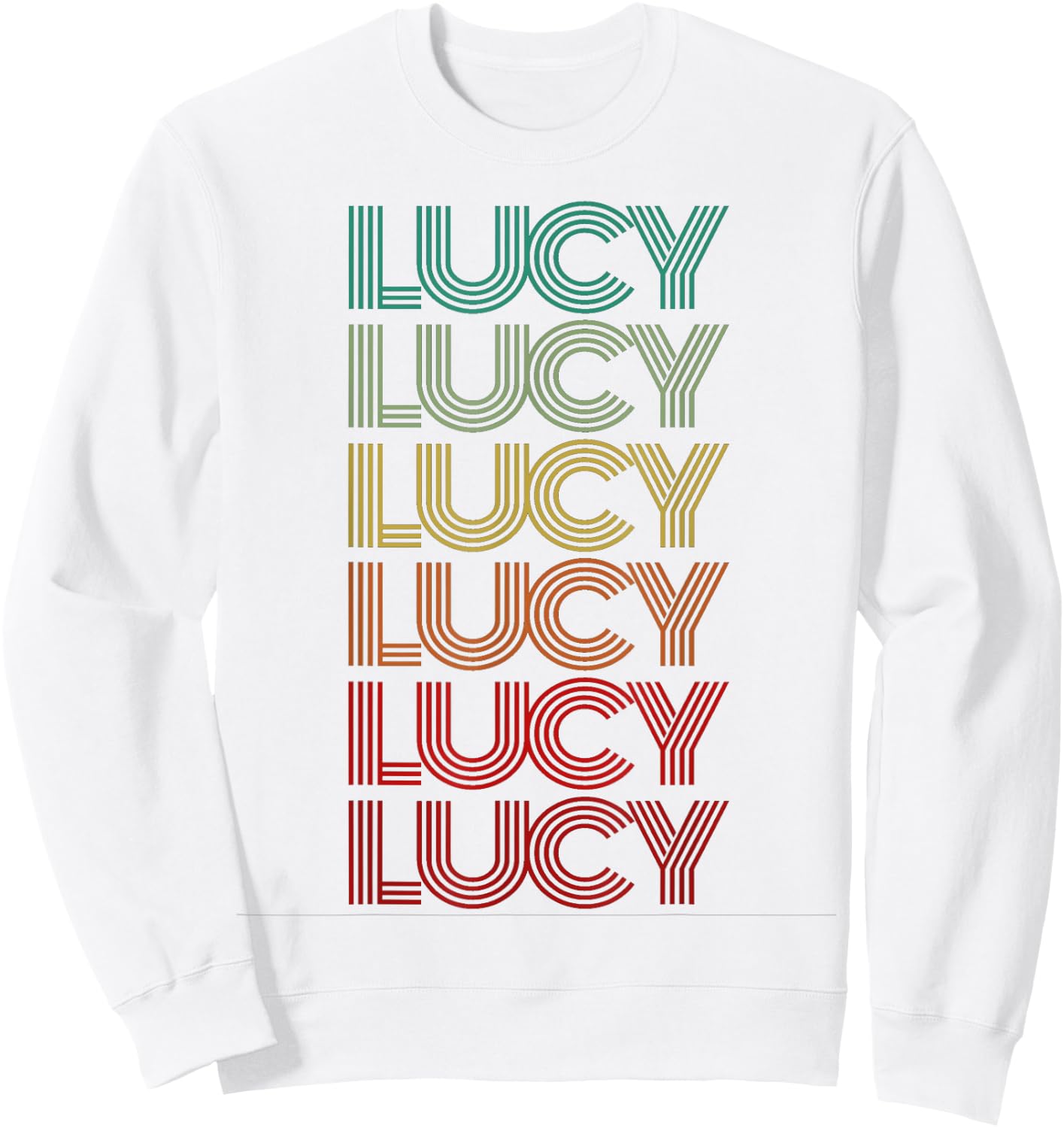 First Name LUCY Girl Retro Personalized Groovy 60s Birthday Sweatshirt - Sweatshirt | White