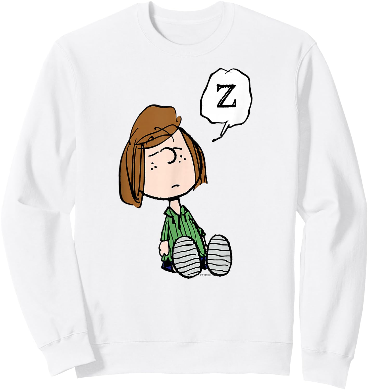 Peanuts Peppermint Patty Doze Blue Cartoon - -Adults, Boys - Short Sleeve, Classic Fit, Small Sweatshirt - Sweatshirt | White