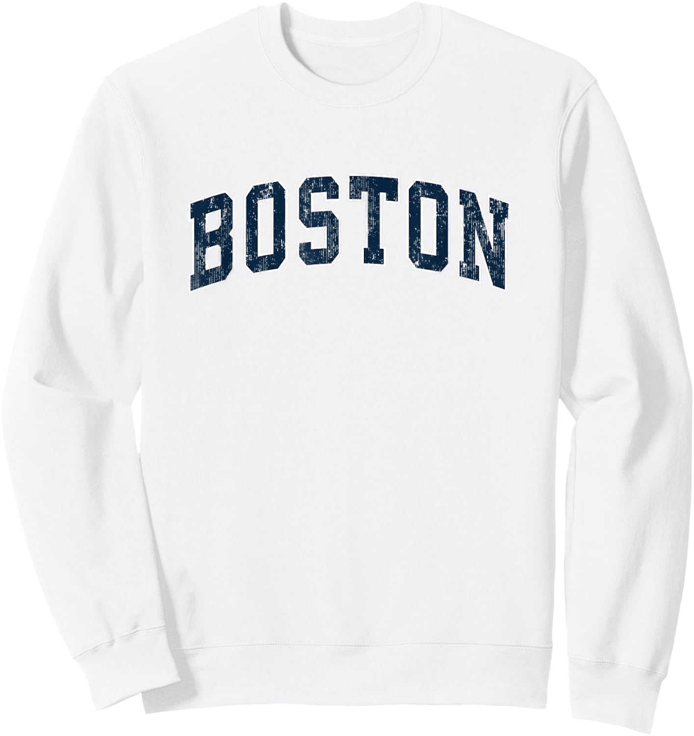 Boston Massachusetts MA Vintage Sports Design Navy Design Sweatshirt - Sweatshirt | White