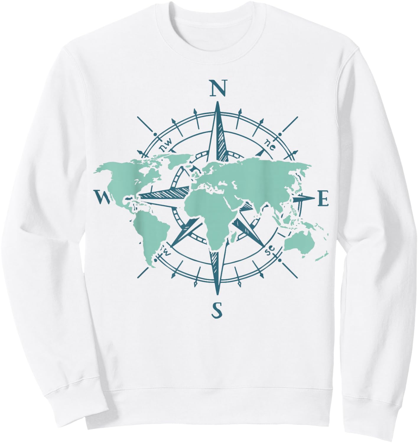 Travel Compass World Travel Map Globe World Map Sweatshirt - Sweatshirt | White