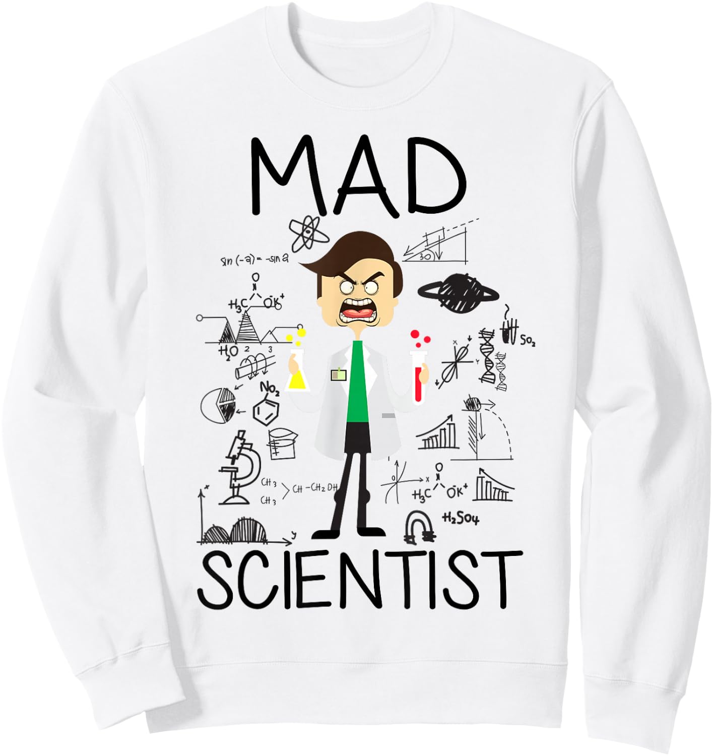 Mad Scientist Shirt Kids Boys Youth Funny Science Teacher Sweatshirt - Sweatshirt | White