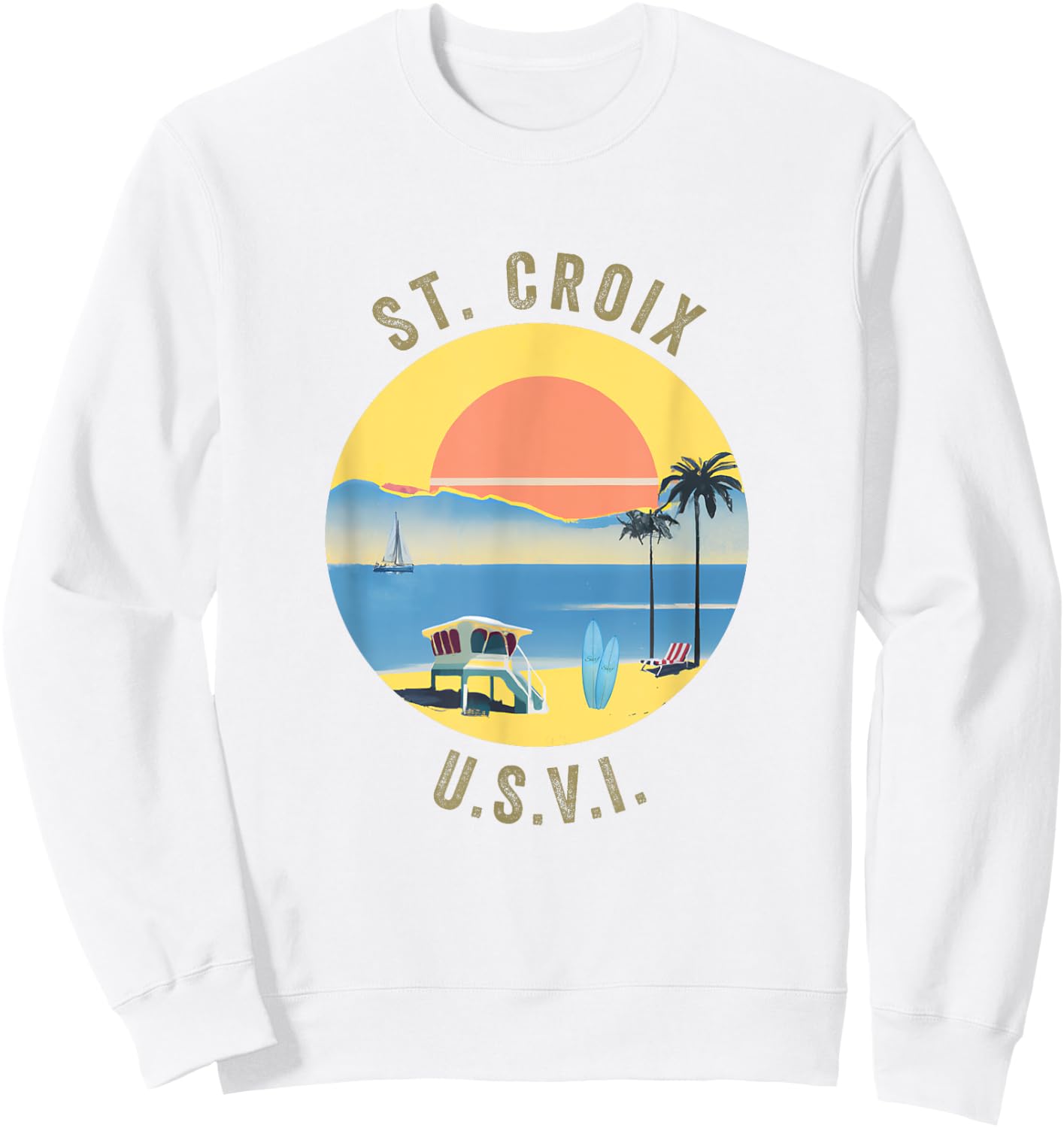 St. Croix Souvenir Apparel - Retro Vintage St. Croix Sweatshirt - Sweatshirt | White