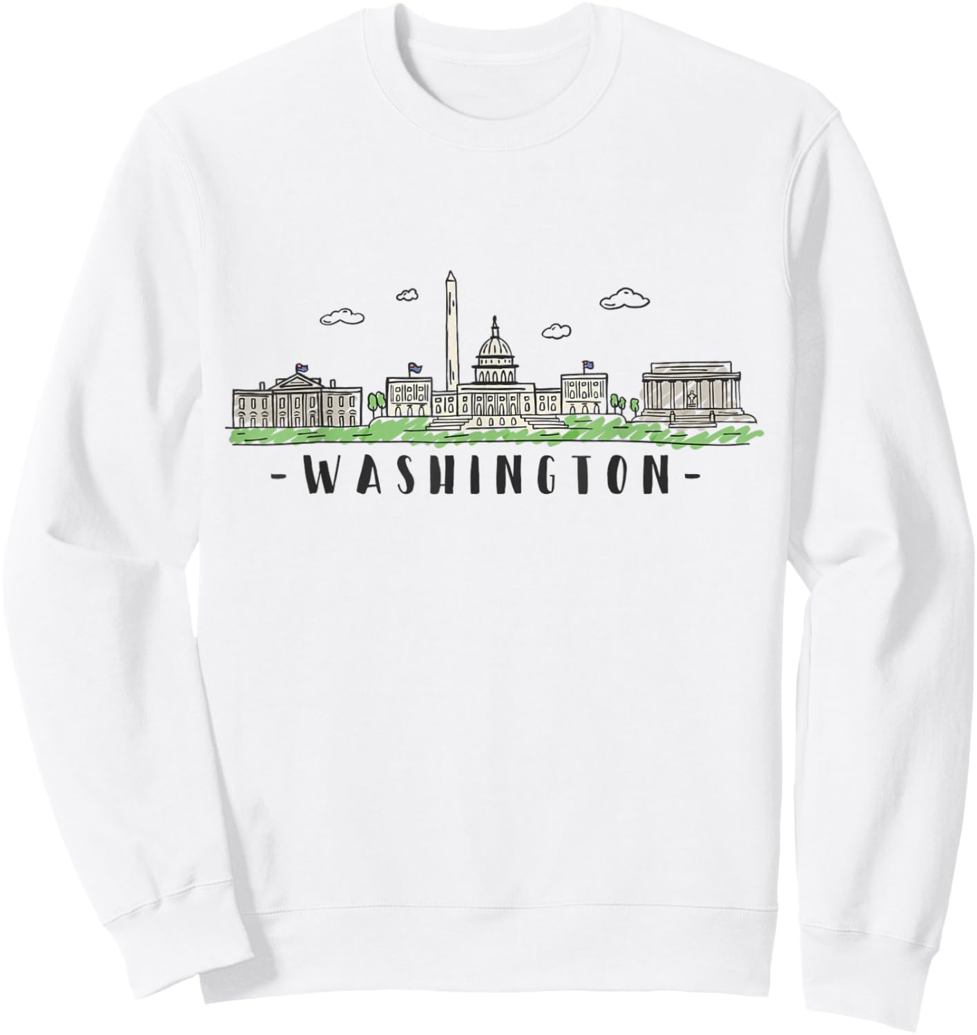 Washington DC Skyline Vintage Sweatshirt - Sweatshirt | White