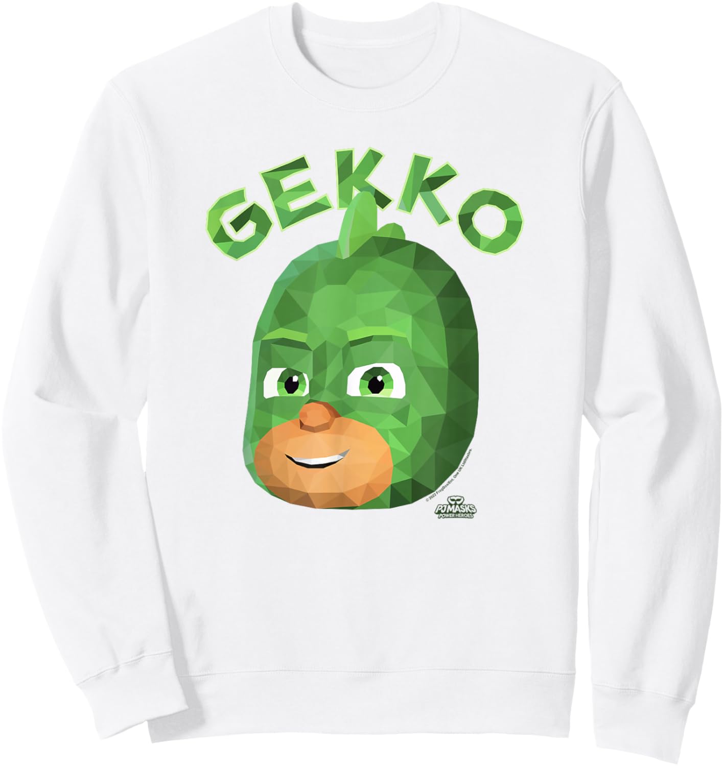 PJ Masks Gekko Power Hero Big Face Art Logo Sweatshirt - Sweatshirt | White