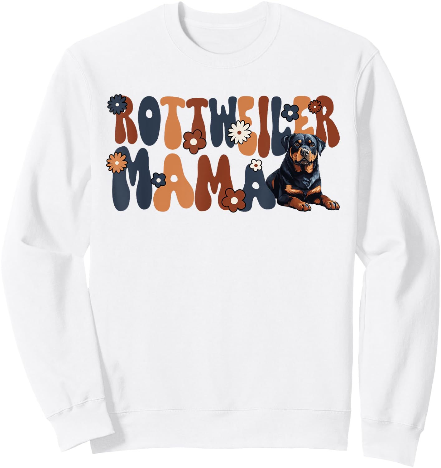 Rottweiler Groovy World's Best Rottweiler Mama Sweatshirt - Sweatshirt | White