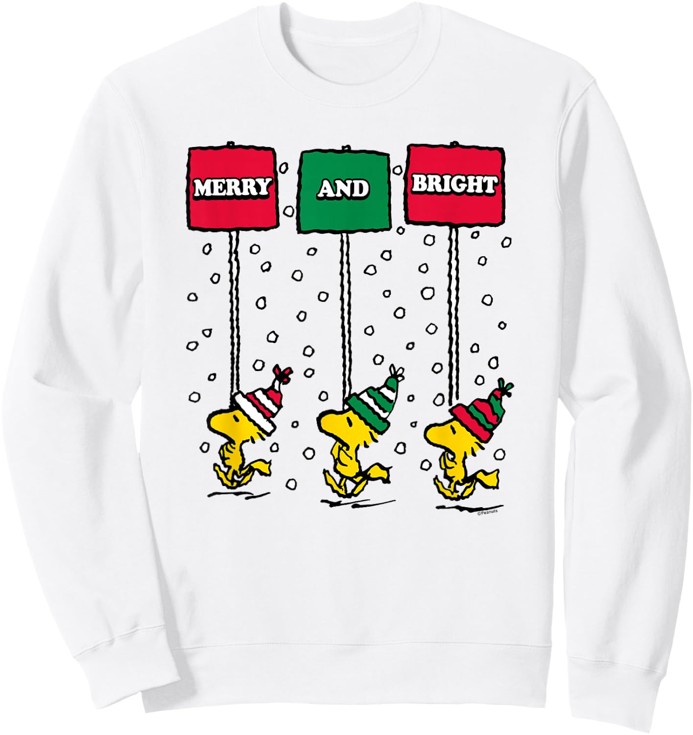 Peanuts - Woodstock Merry Christmas And Bright Sweatshirt - Sweatshirt | White