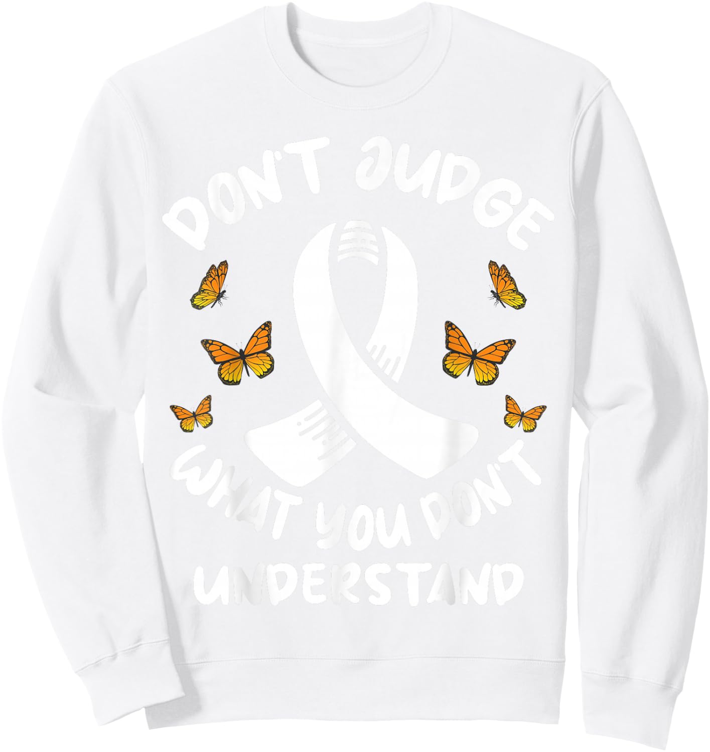Multiple Sclerosis MS Butterfly Sweatshirt - Sweatshirt | White