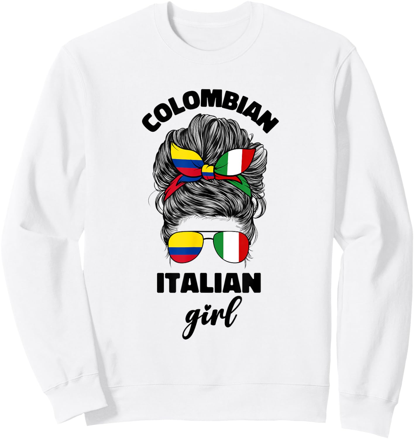 Half Italian And Colombian Colombia Italy Flag Girl Women Sweatshirt - Sweatshirt | White